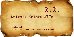 Krizsik Krisztián névjegykártya